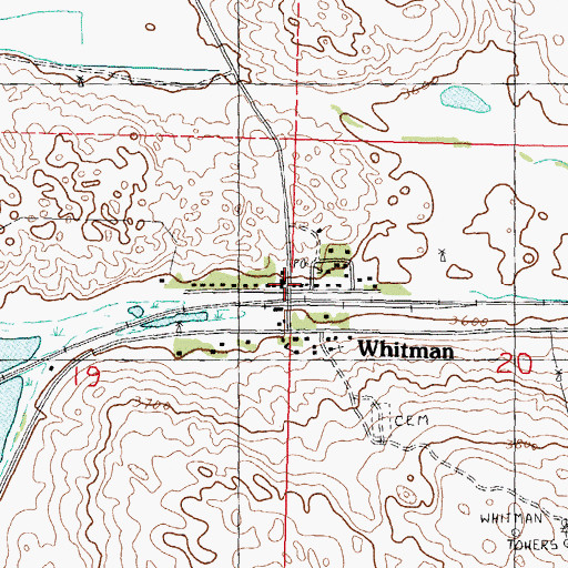 Topographic Map of Whitman Post Office, NE