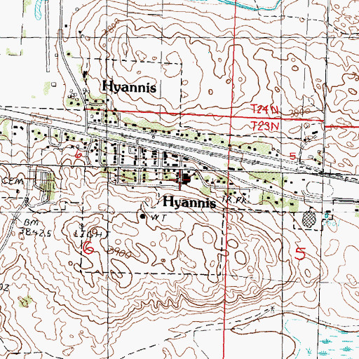 Topographic Map of Hyannis High School, NE