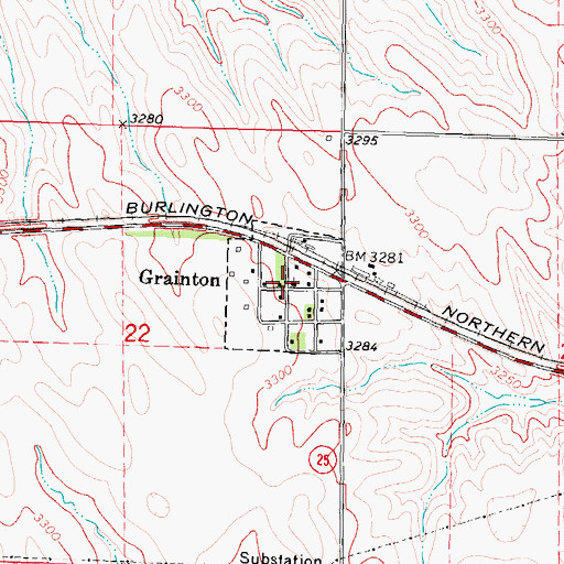 Topographic Map of Grainton Post Office (historical), NE