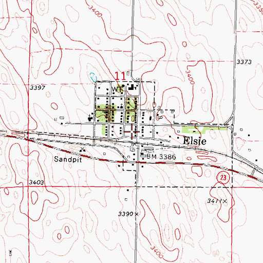 Topographic Map of Elsie Post Office, NE