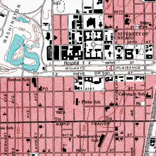 Topographic Map of School of Social Services Administration, IL