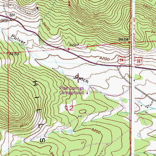 Topographic Map of Puma Hills, CO