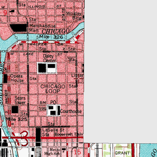 Topographic Map of Shops Building, IL