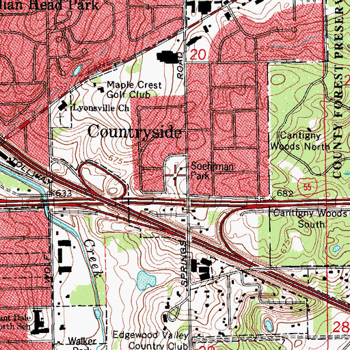 Topographic Map of Soehrman Park, IL