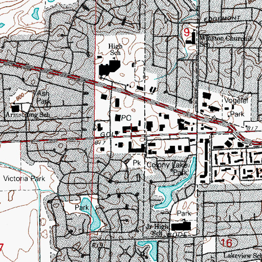 Topographic Map of Strawberry Hill Plaza Shopping Center, IL
