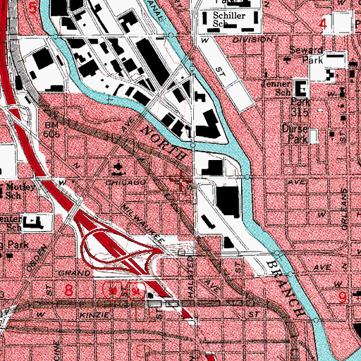 Topographic Map of Urban West Associates Building, IL