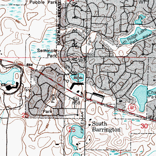 Topographic Map of Whispering Lake Park, IL