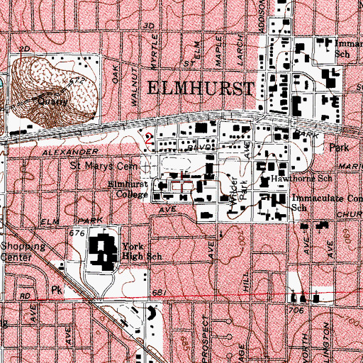 Topographic Map of College Mall, IL