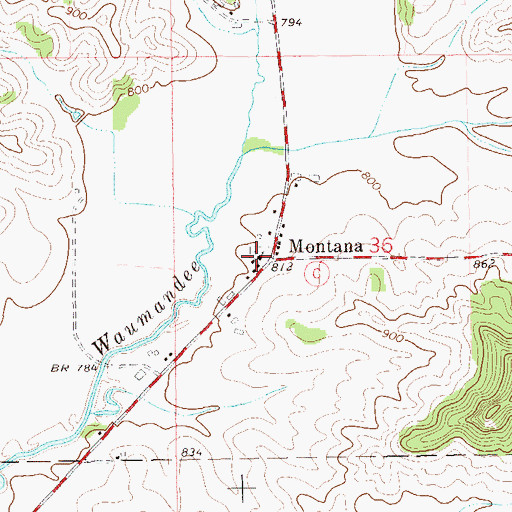 Topographic Map of Montana United Methodist Church, WI