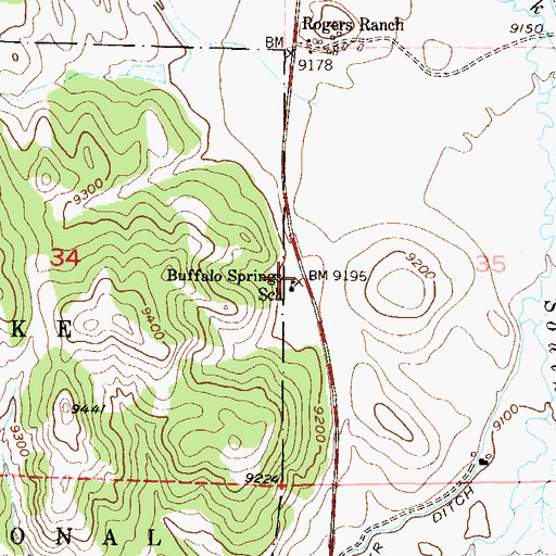 Topographic Map of Buffalo Springs School, CO