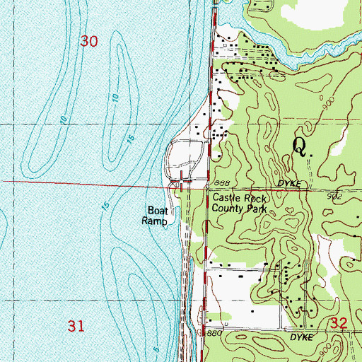 Topographic Map of Castle Rock County Park, WI