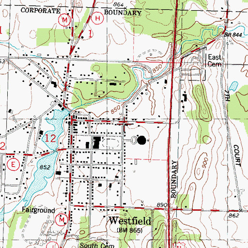 Topographic Map of Immanuel Lutheran Church, WI