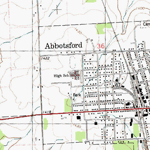 Topographic Map of Abbotsford Middle / Senior High School, WI
