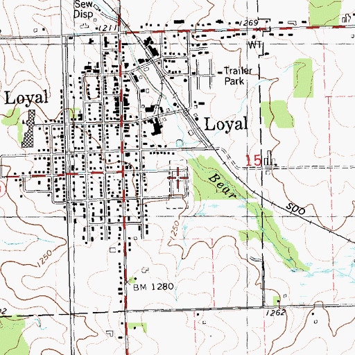 Topographic Map of Loyal City Cemetery, WI