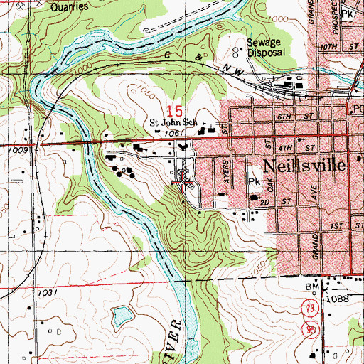 Topographic Map of Memorial Medical Center, WI