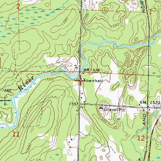 Topographic Map of Popple River Townhall, WI