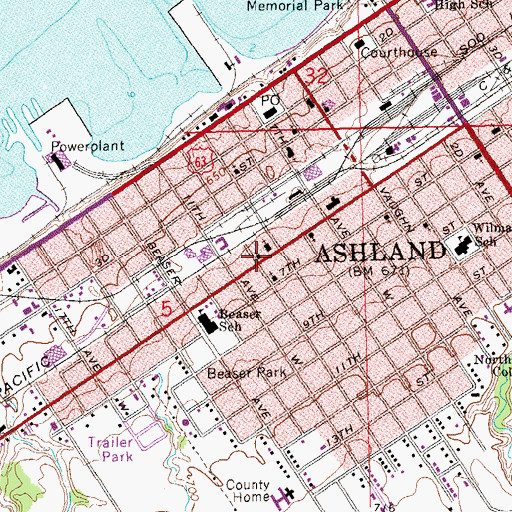 Topographic Map of Ashland Gospel Tabernacle, WI