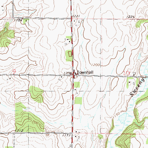 Topographic Map of Arland Townhall, WI