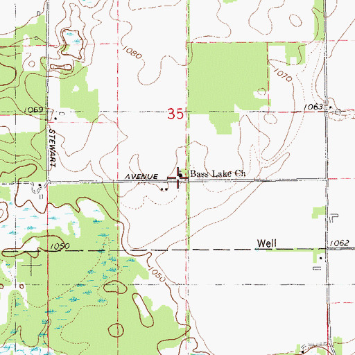 Topographic Map of Bass Lake School (historical), WI