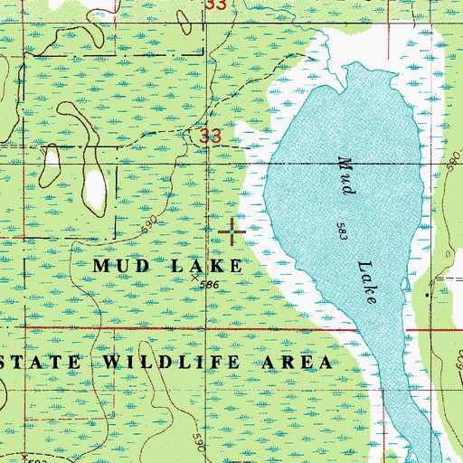 Topographic Map of Mud Lake State Wildlife Area, WI