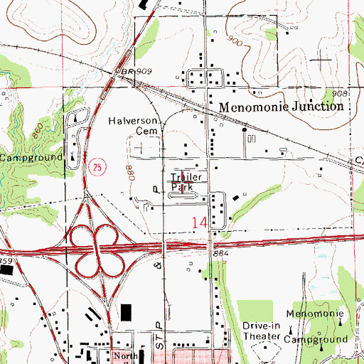 Topographic Map of Huber Mobile Home Park, WI