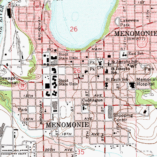Topographic Map of Seventh Day Adventist Church, WI