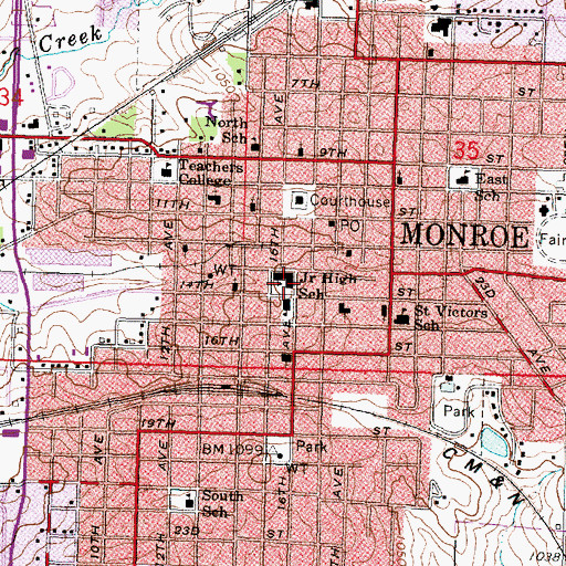 Topographic Map of Monroe Middle School, WI
