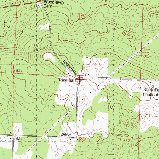 Topographic Map of Rock Falls Townhall, WI