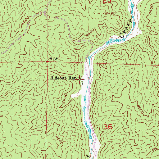 Topographic Map of Rideout Ranch, CO