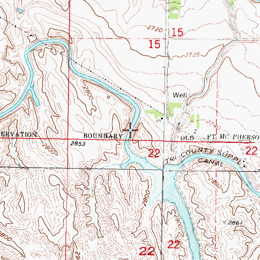 Topographic Map of Cottonwood Springs Post Office (historical), NE