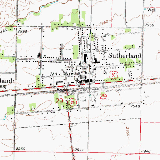 Topographic Map of Sutherland Post Office, NE