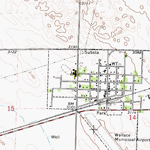 Topographic Map of Wallace Public Schools District 65 R, NE