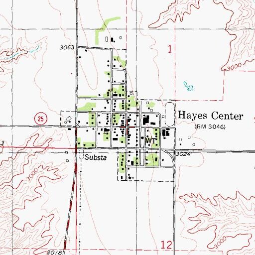 Topographic Map of Hayes Center Public Library, NE