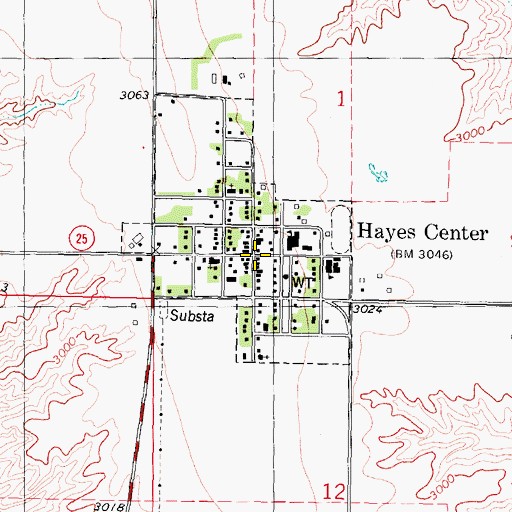 Topographic Map of Hayes Center Police Department, NE