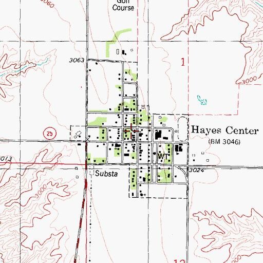 Topographic Map of Hayes County Rural Fire Protection District, NE