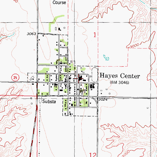 Topographic Map of Hayes Center Public Schools, NE