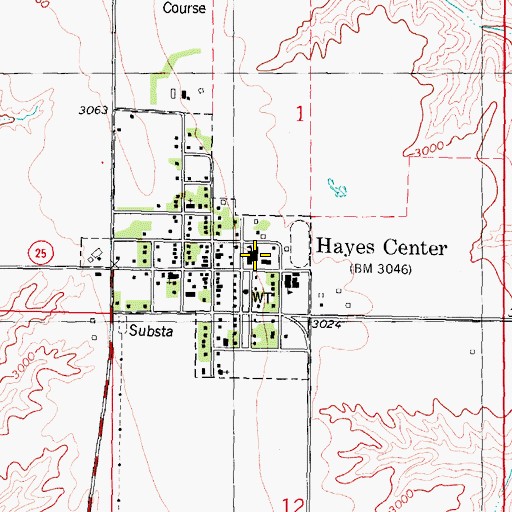 Topographic Map of Hayes Center Public Schools, NE