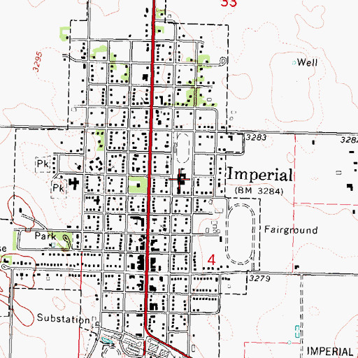 Topographic Map of Imperial Elementary School, NE