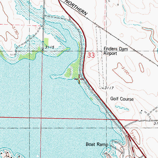 Topographic Map of Center Dam Campground, NE