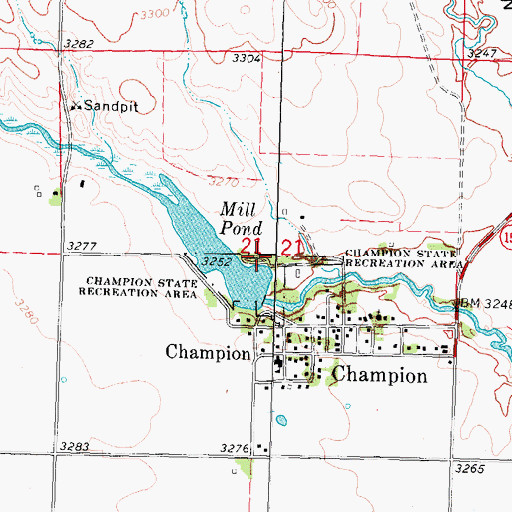 Topographic Map of Champion Lake Camping Area, NE