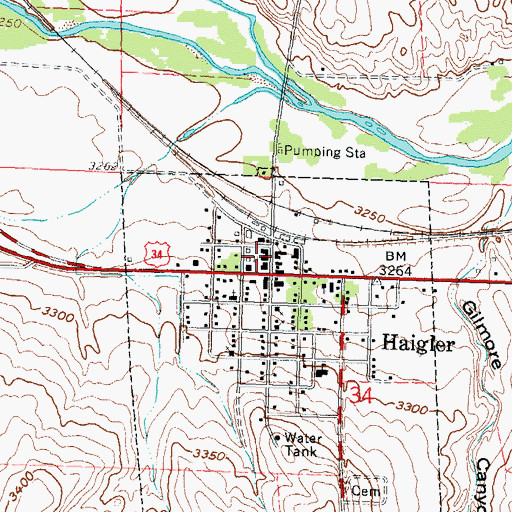 Topographic Map of Haigler Post Office, NE
