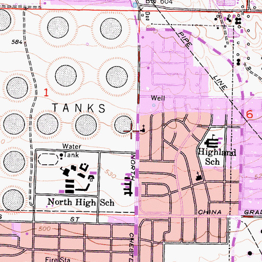 Topographic Map of Church of Christ, CA