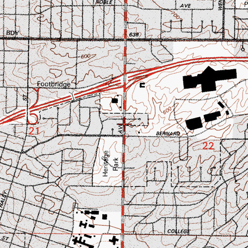 Topographic Map of Bakersfield Memorial Hospital, CA