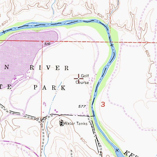 Topographic Map of Kern River Golf Course, CA