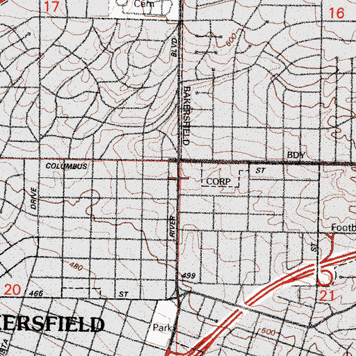 Topographic Map of Sagebrush Shopping Center, CA