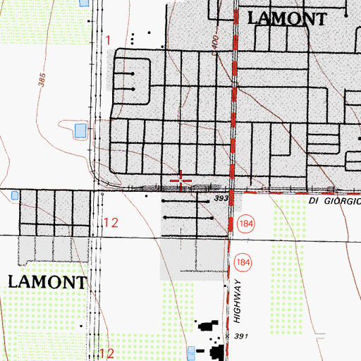 Topographic Map of Lamont Church of God, CA