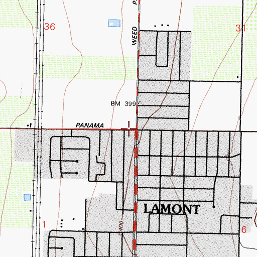 Topographic Map of United Methodist Church of Lamont, CA