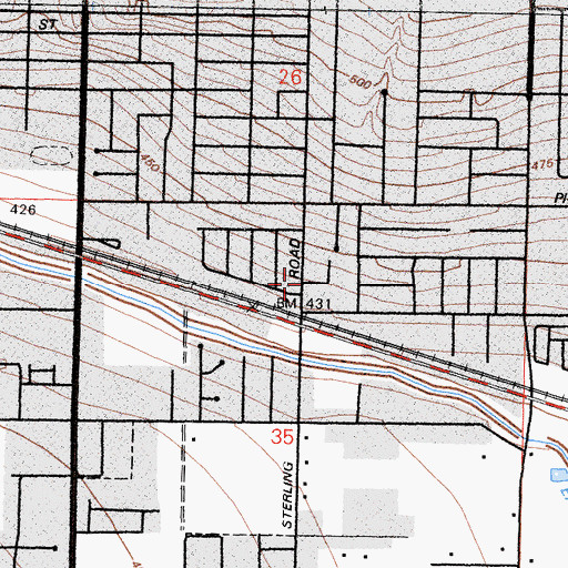 Topographic Map of East Bakersfield Pentecostal Holiness Church, CA
