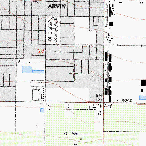 Topographic Map of Arvin Wesleyan Church, CA