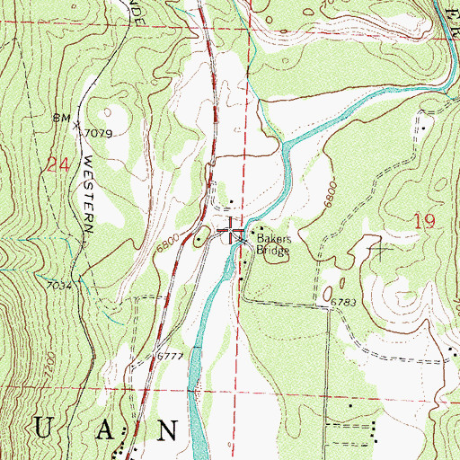 Topographic Map of Bakers Bridge, CO